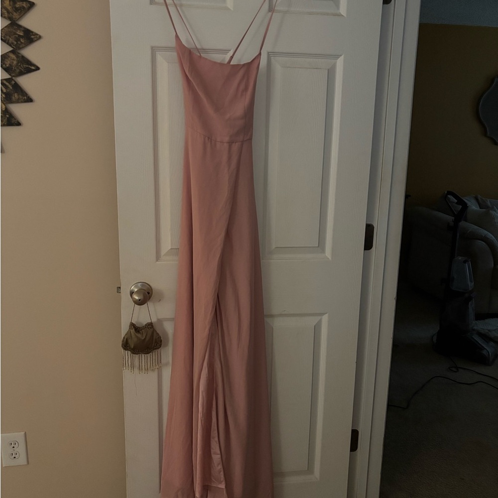 Elegant Pink Spaghetti Strap Dress